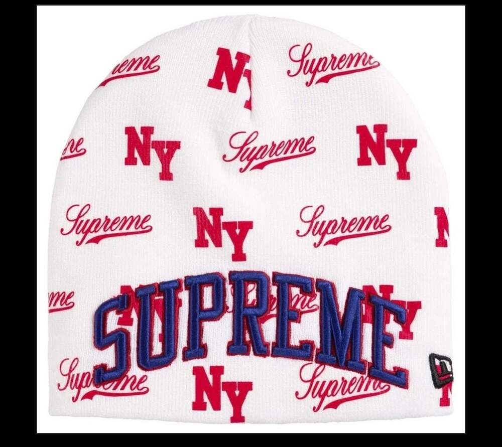 Supreme New Era Monogram Beanie White. NWT